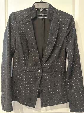 White House Black Market Women's Black Diamond Dot One-Button Blazer Jacket